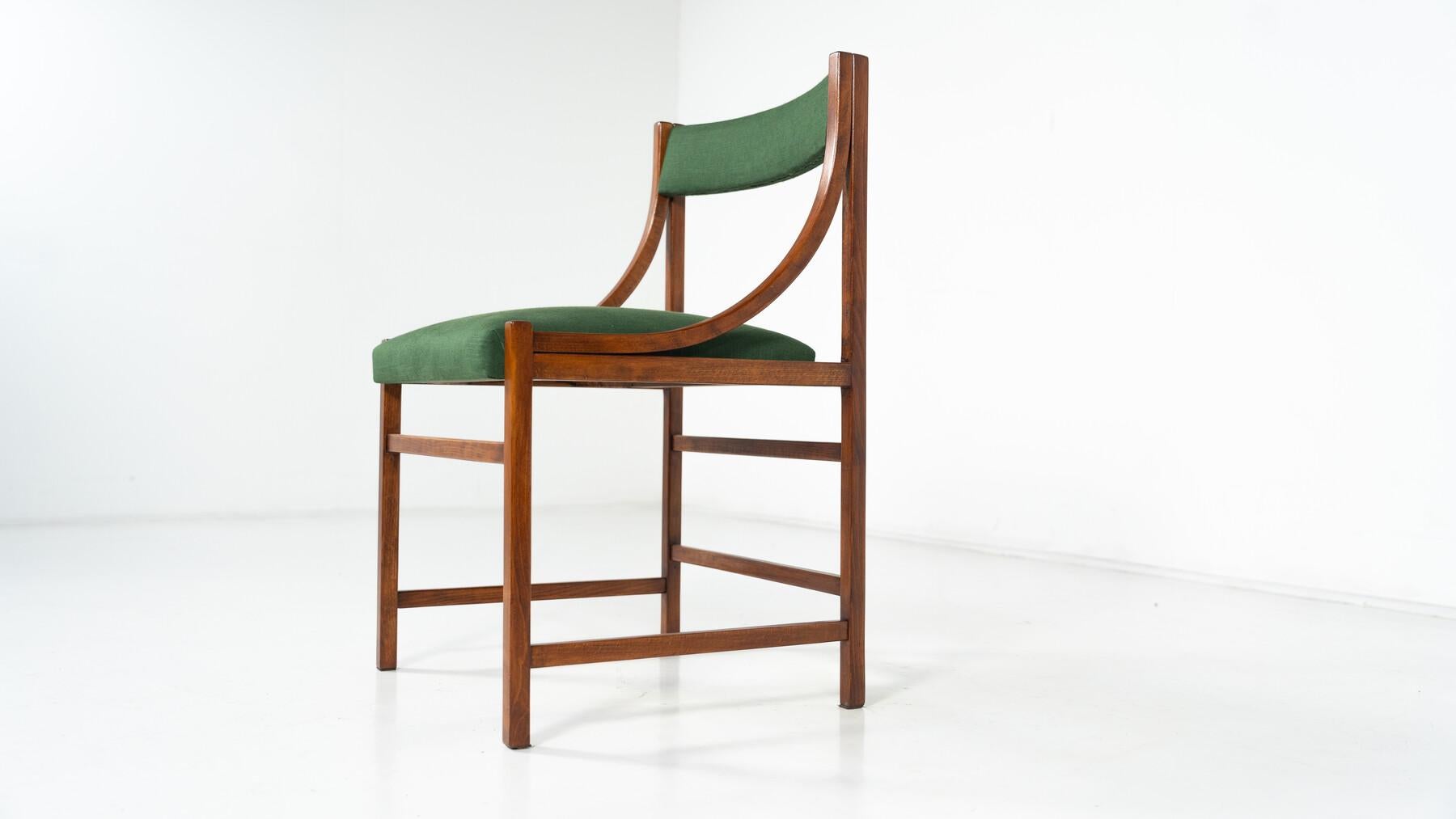 Ensemble de 6 fauteuils, bois et tissu, Italie, années 1960 en vente 11