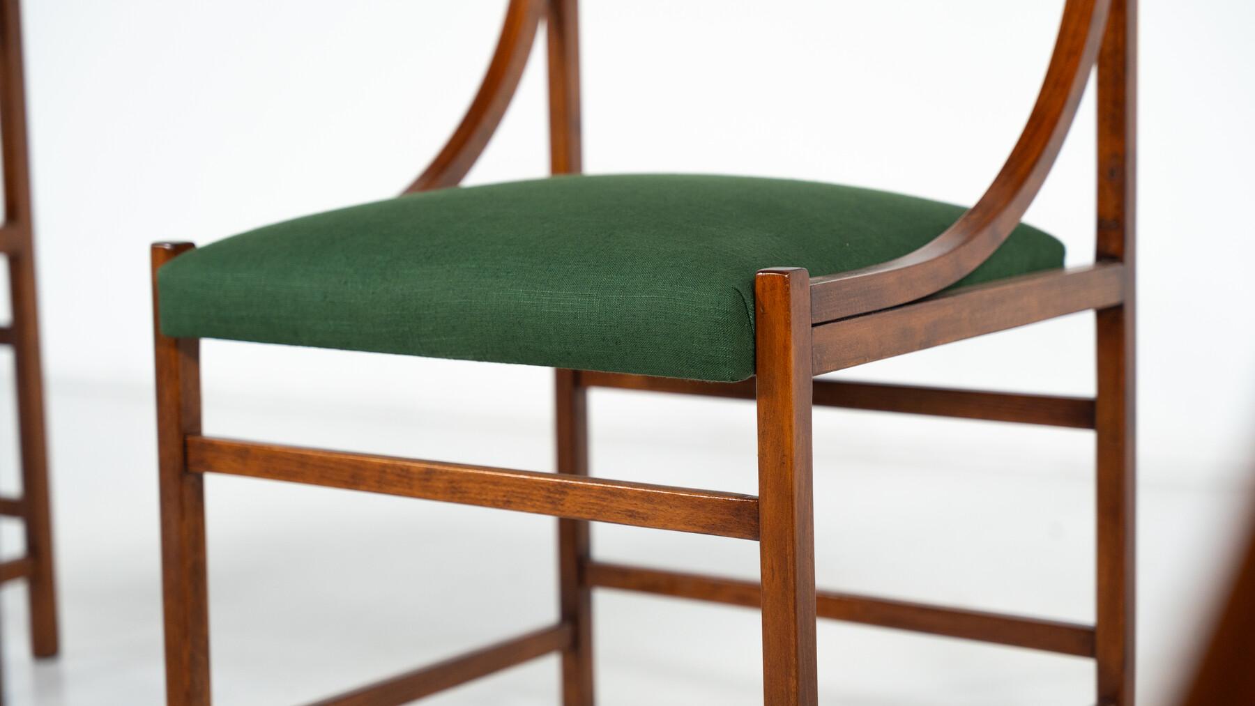 20ième siècle Ensemble de 6 fauteuils, bois et tissu, Italie, années 1960 en vente