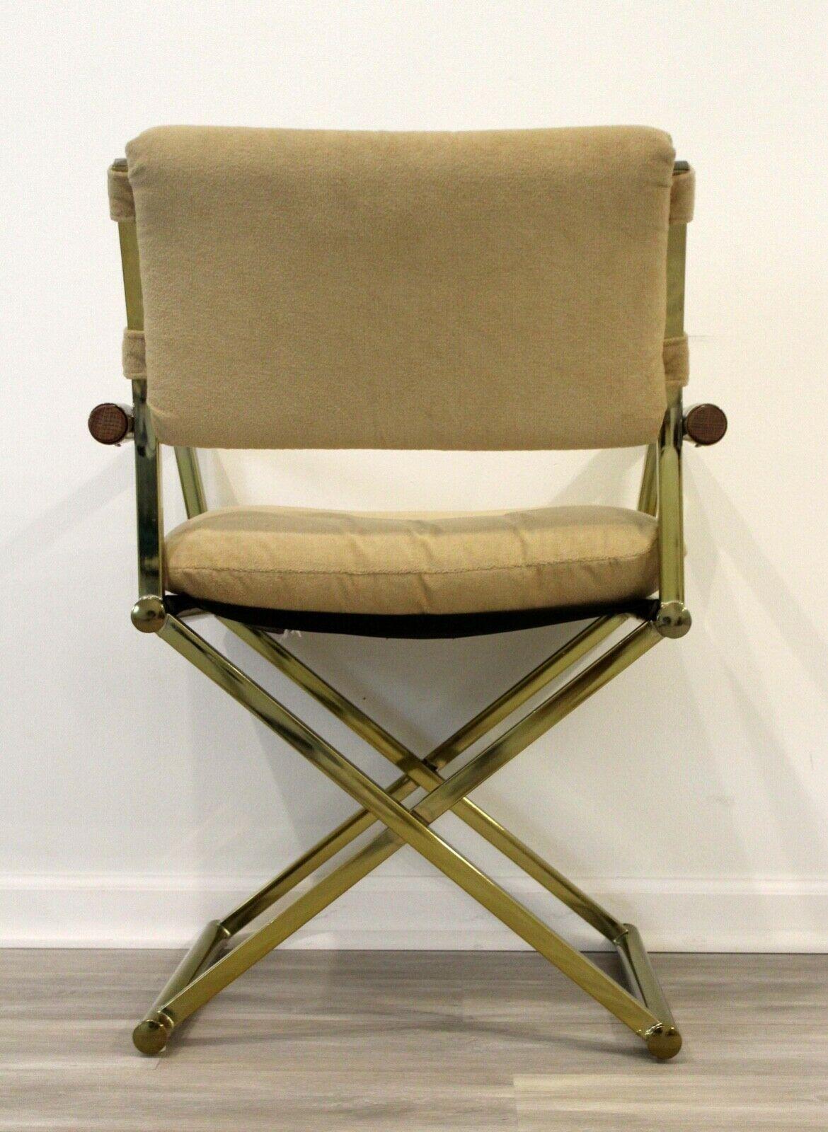 Mid-Century Modern Set of 6 Brass & Wood Cal-Style Directors Chairs 1