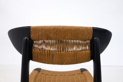 Ensemble de 6 chaises modernes du milieu du siècle dernier, bois noir et corde, Italie, années 1960