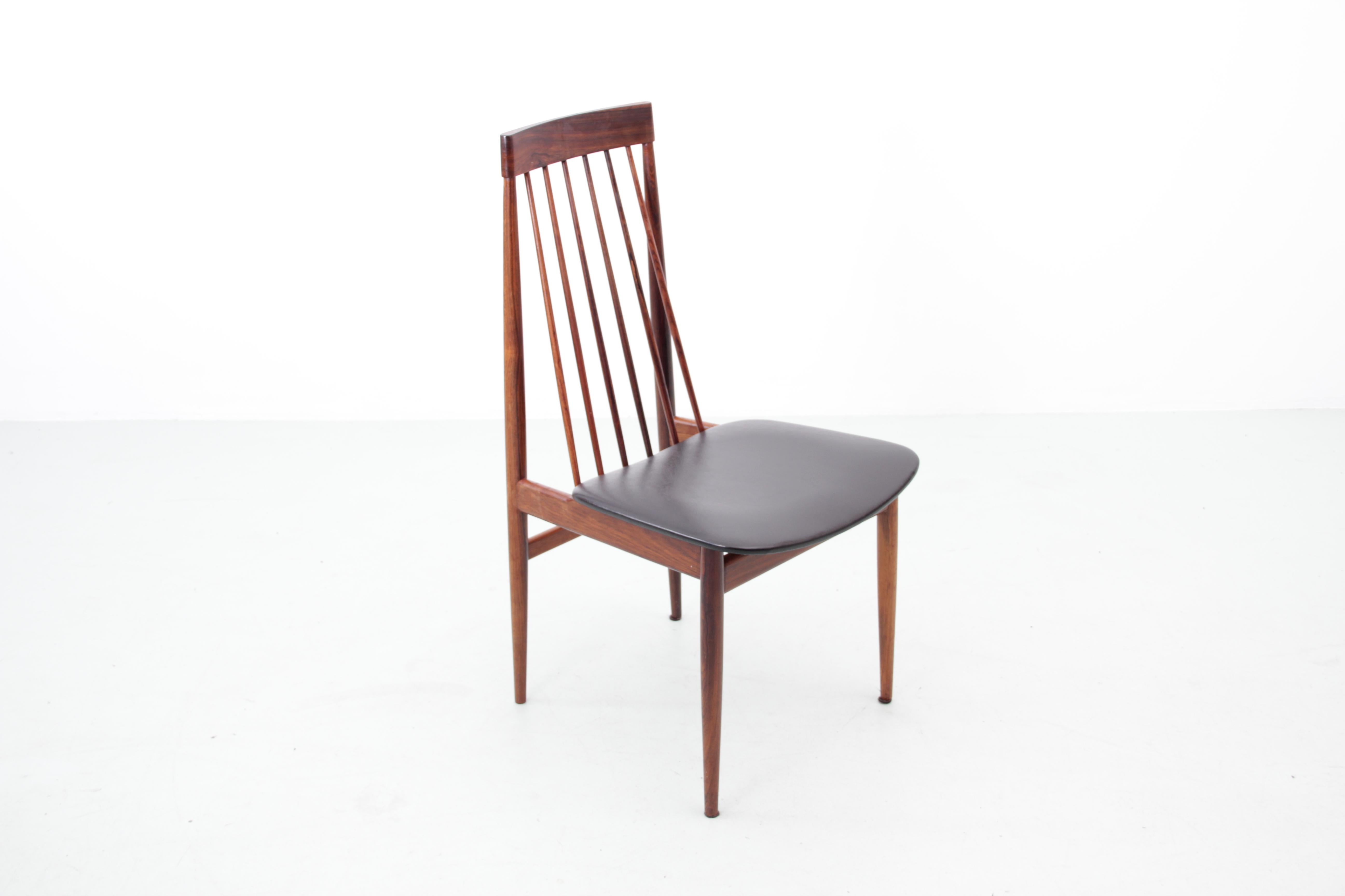 Set di 6 sedie moderne di metà secolo in palissandro di Ernst Martin Dettinger In condizioni buone in vendita a Courbevoie, FR