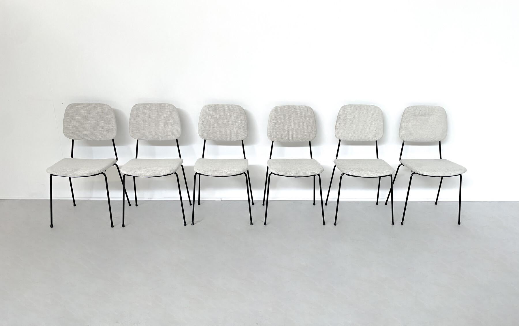 Moderner 6er-Set Stühle aus der Mitte des Jahrhunderts, Italien, 1960er Jahre – neue Polsterung im Zustand „Gut“ im Angebot in Brussels, BE