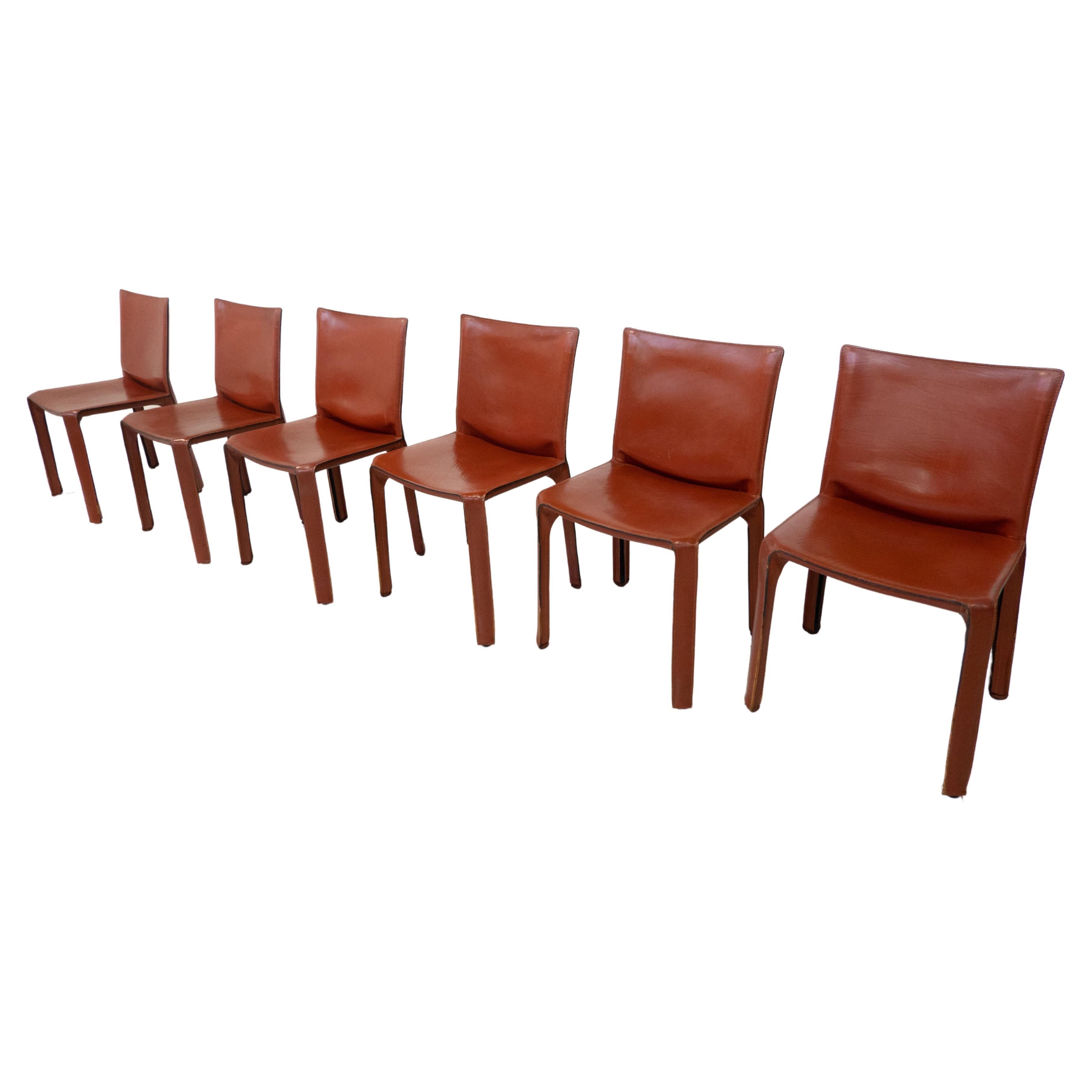 Mid-Century Modern Set of 6 Chairs Model CAB 412 by Mario Bellini for Casina For Sale