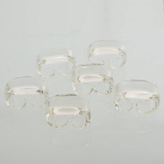 Ensemble de 6 anneaux de serviette en verre de dépression:: moderne du milieu du siècle dernier