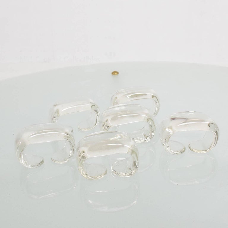 Mid-Century Modern Set of 6 Depression Glass Napkin Rings at 1stDibs
