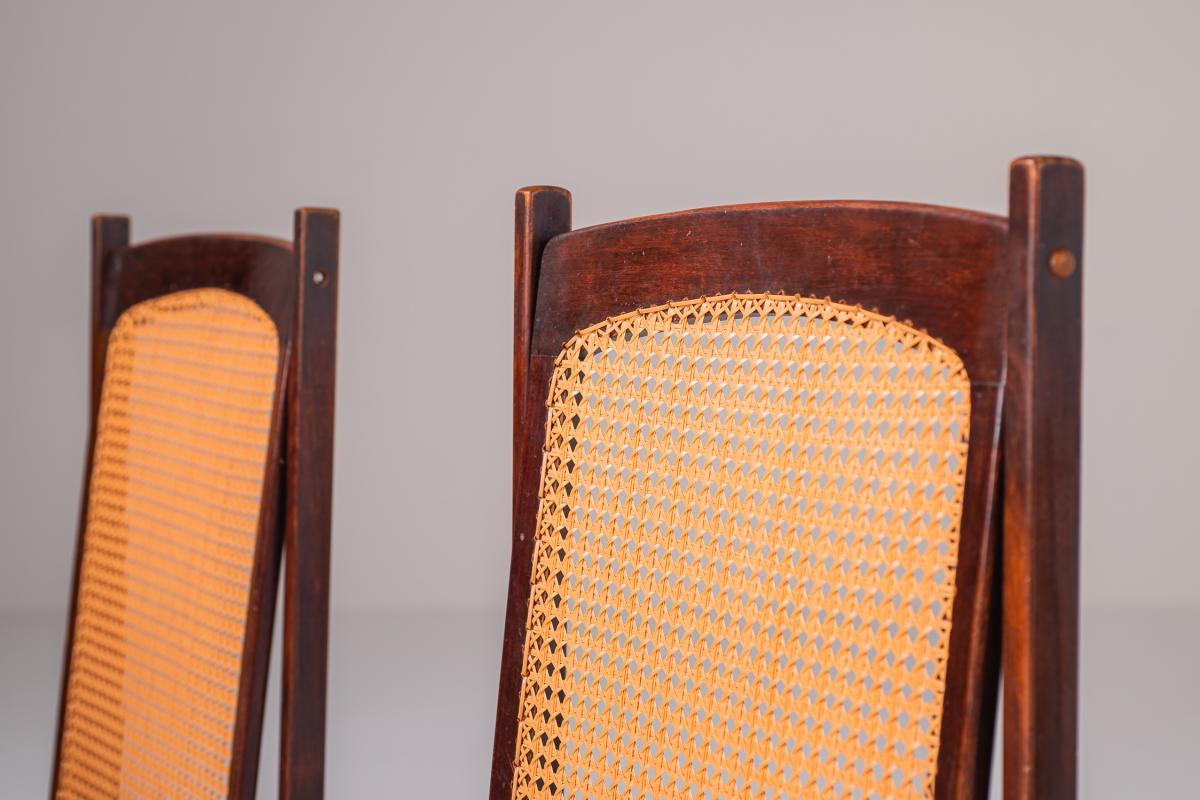 Varnished Mid-Century Modern Set of 6 dining chairs by Fatima Arquitetura, 1960s For Sale