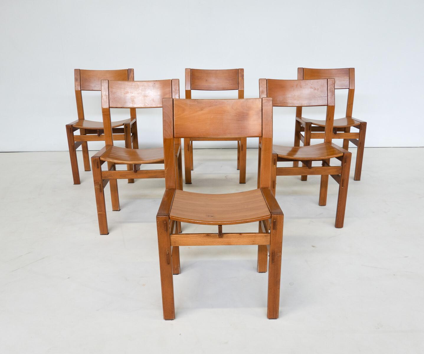 Mid-Century Modern Set of 6 Dining Chairs by Giuseppe Rivadossi, Italy, 1980s For Sale 4