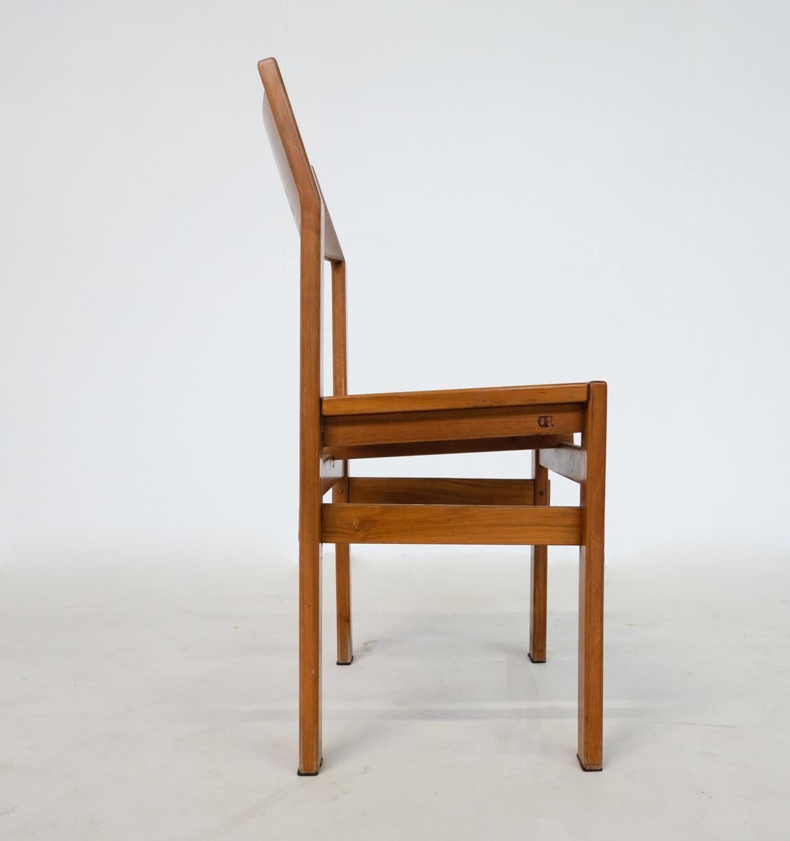Late 20th Century Mid-Century Modern Set of 6 Dining Chairs by Giuseppe Rivadossi, Italy, 1980s For Sale
