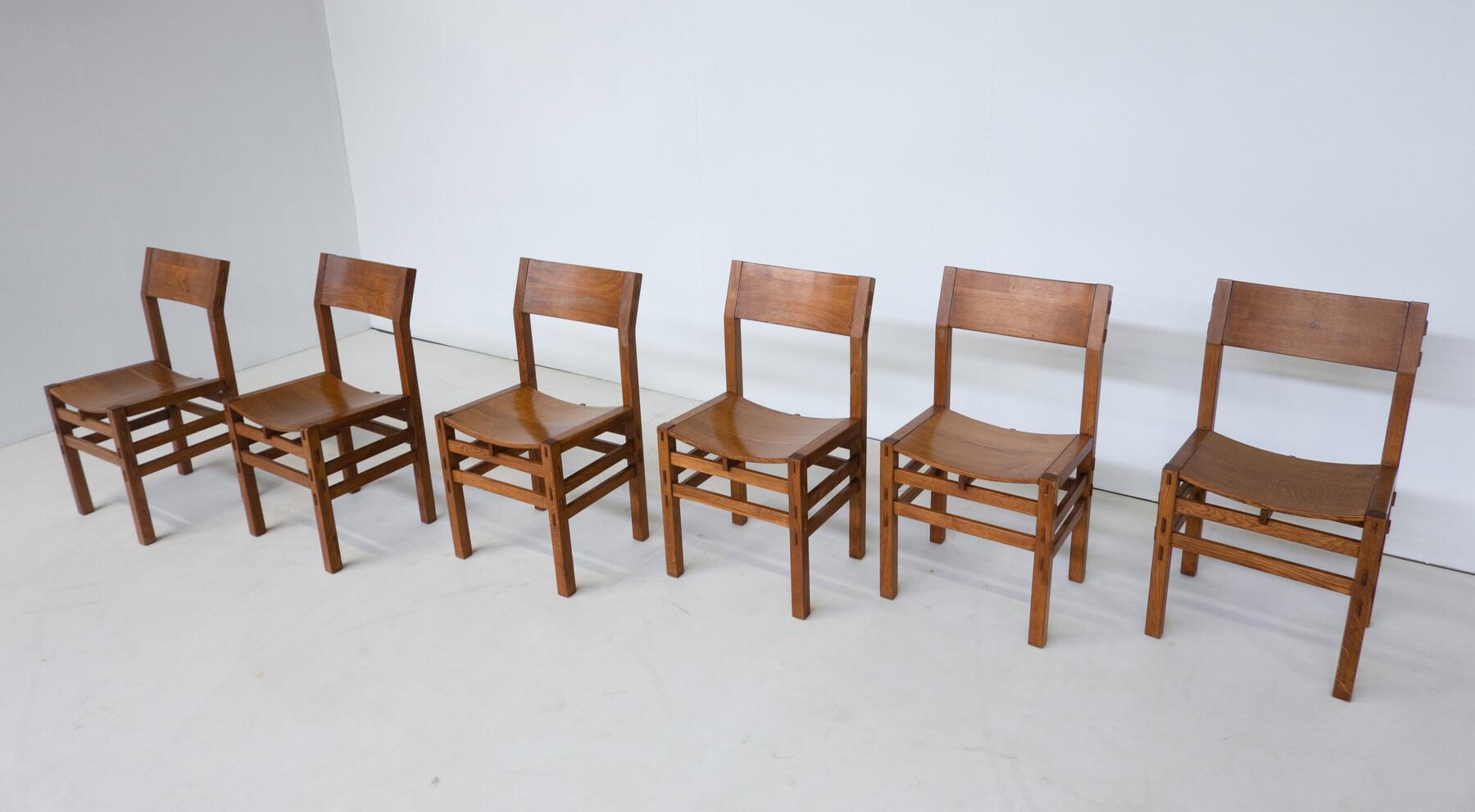 Mid-Century Modern Set of 6 Dining Chairs by Giuseppe Rivadossi, Italy, 1980s For Sale 1
