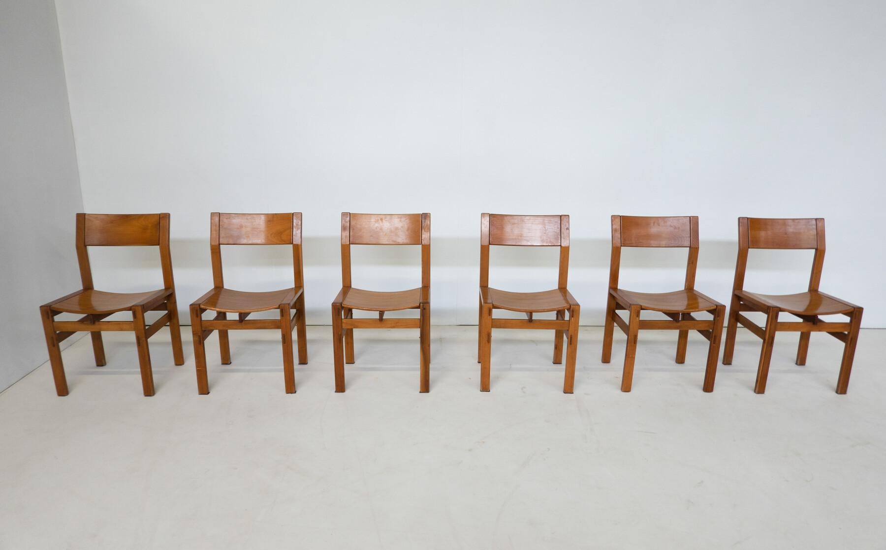 Ensemble de 6 chaises de salle à manger de style mi-siècle moderne par Giuseppe Rivadossi, Italie, années 1980 en vente 3