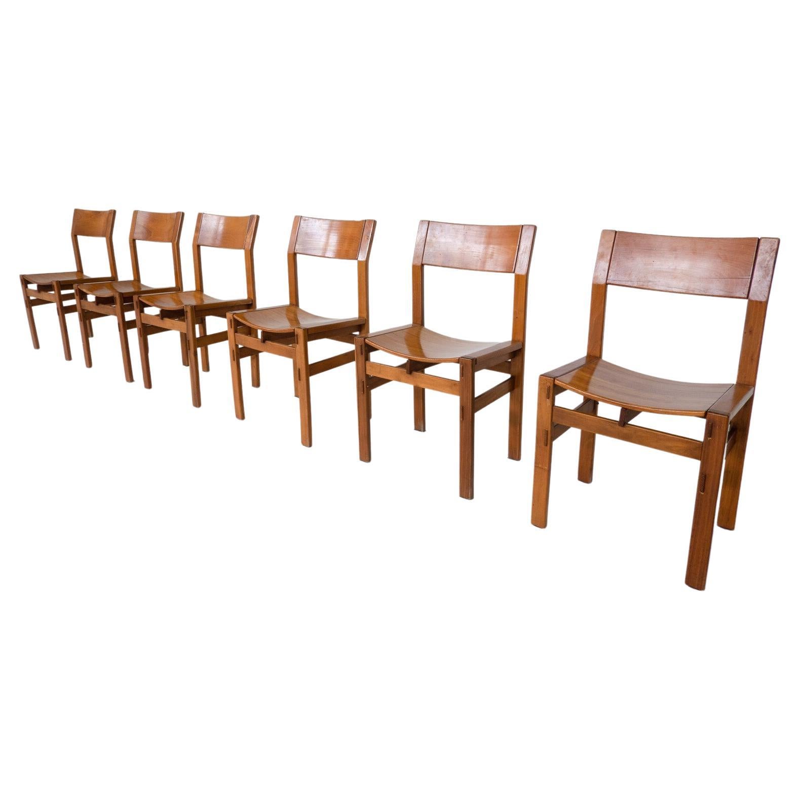 Mid-Century Modern Set of 6 Dining Chairs by Giuseppe Rivadossi, Italy, 1980s For Sale