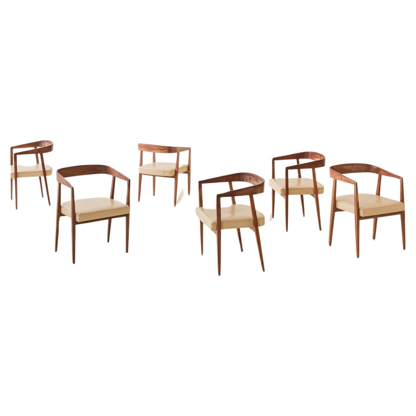 Mid-Century Modern set of 6 dining chairs by Joaquim Tenreiro, 1950s