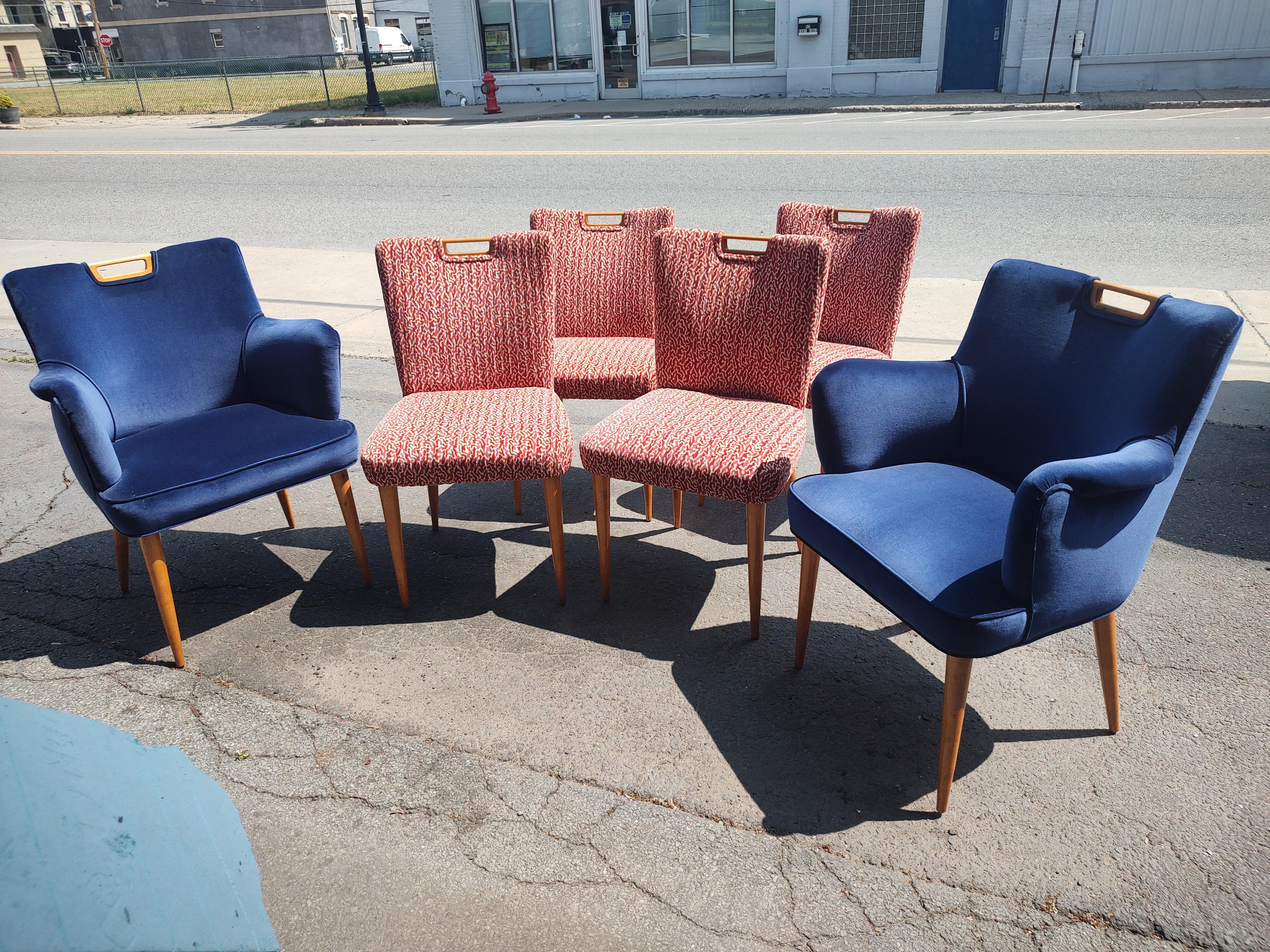 Mid-Century Modern Set 6 Upholstered Dining Chairs Tommi Parzinger for Charak For Sale 9