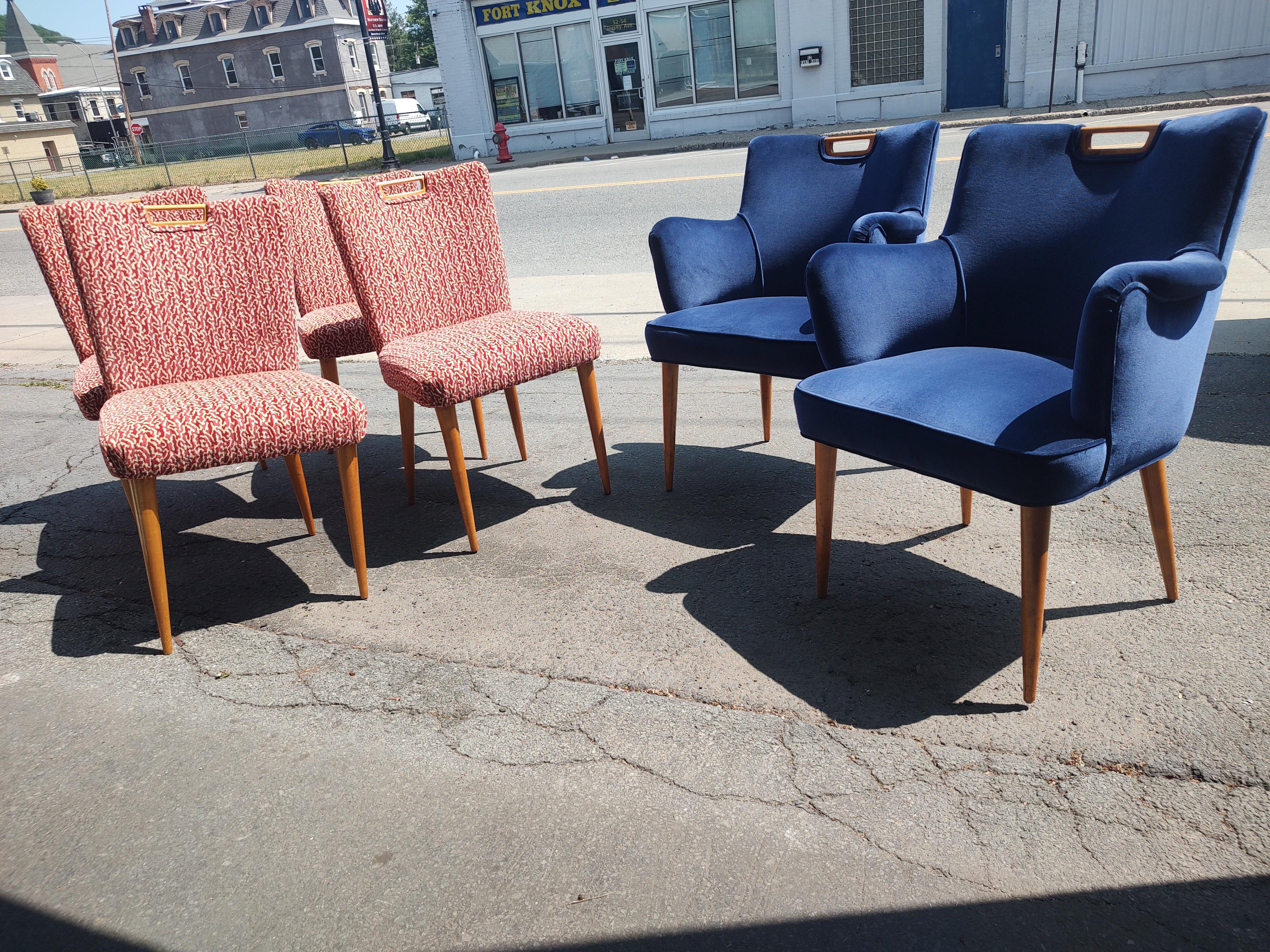 Tissu The Moderns Set 6 Upholstered Dining Chairs Tommi Parzinger for Charak en vente