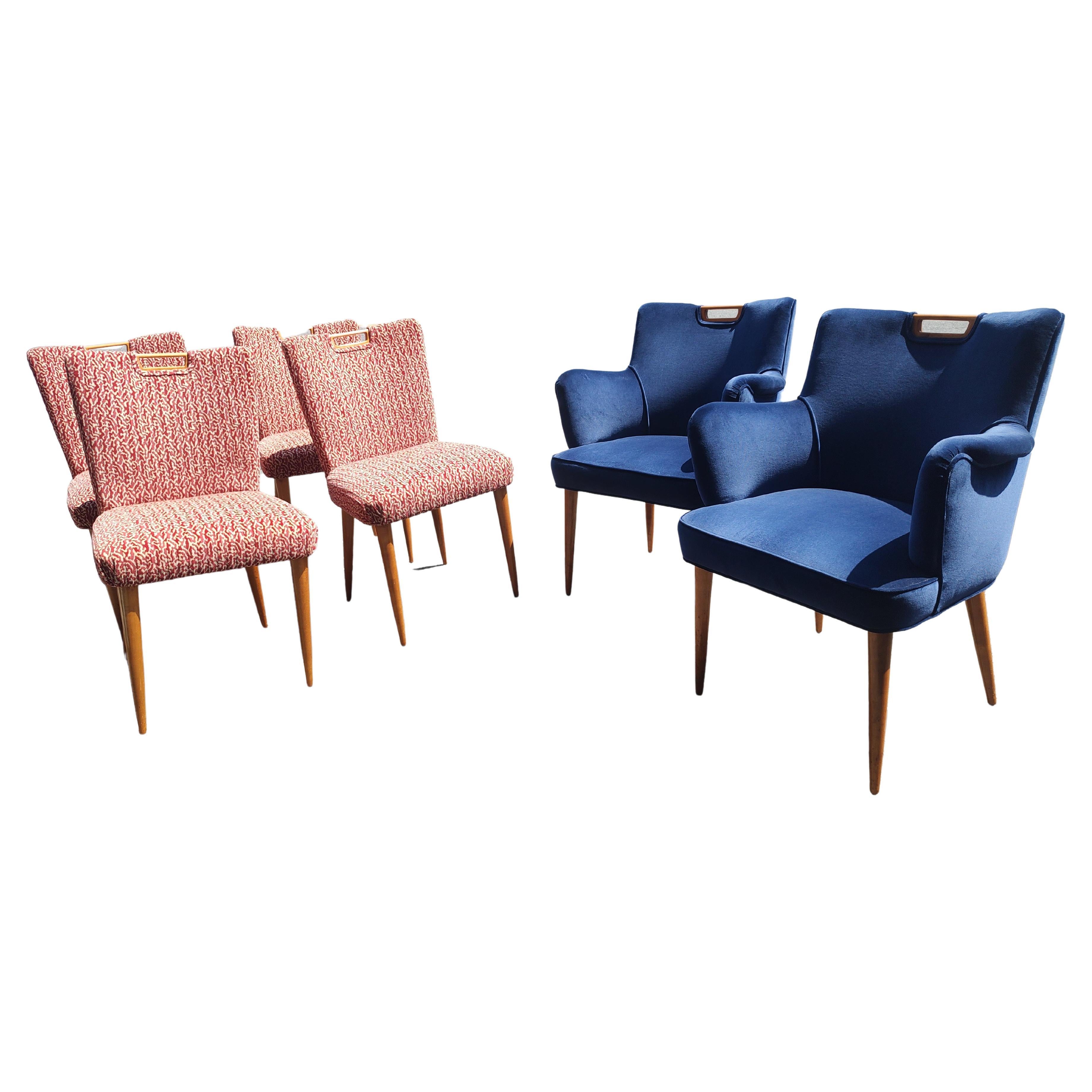 The Moderns Set 6 Upholstered Dining Chairs Tommi Parzinger for Charak Bon état - En vente à Port Jervis, NY