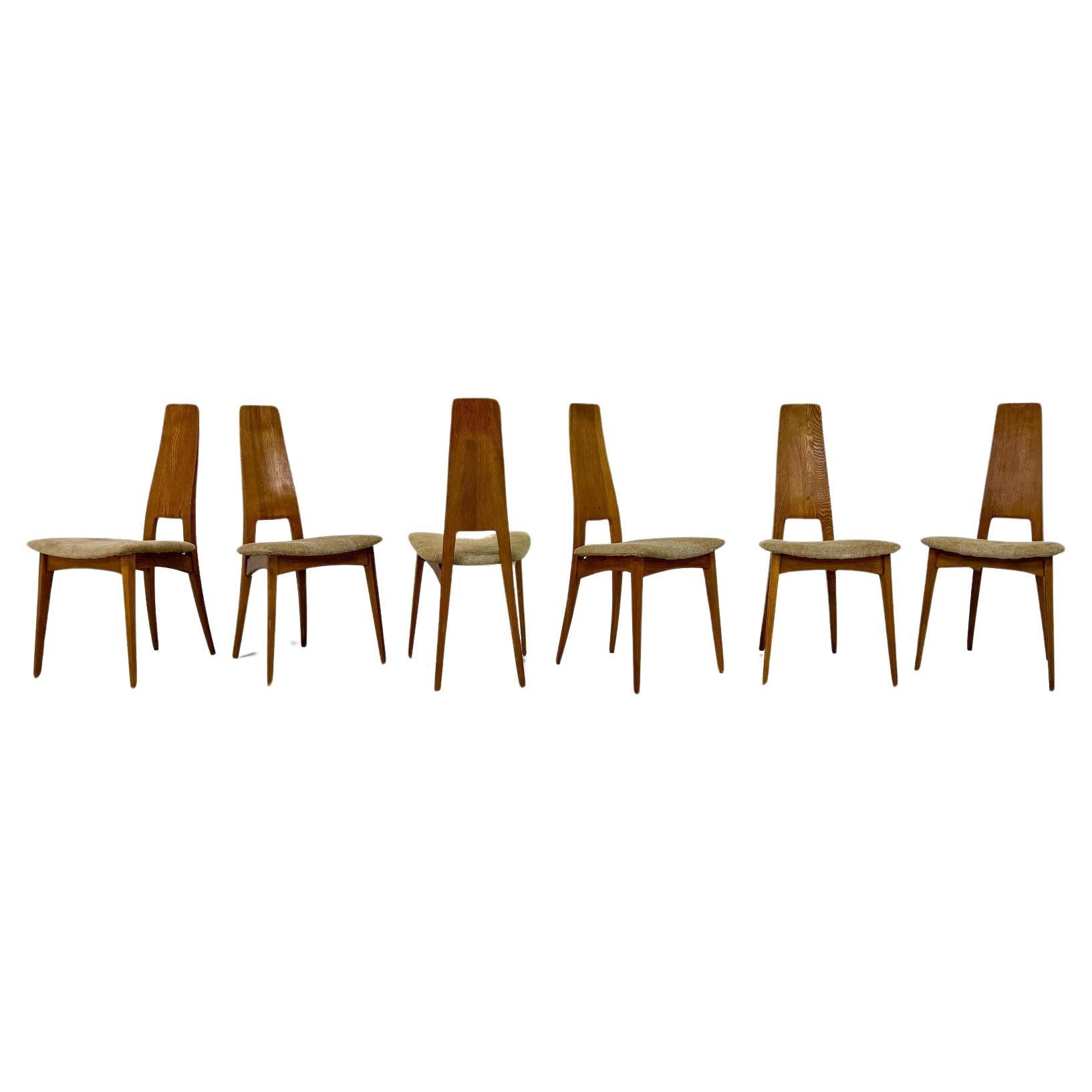 Mid-Century Modern Set of 6 Dining Chairs, Germany, 1980s For Sale