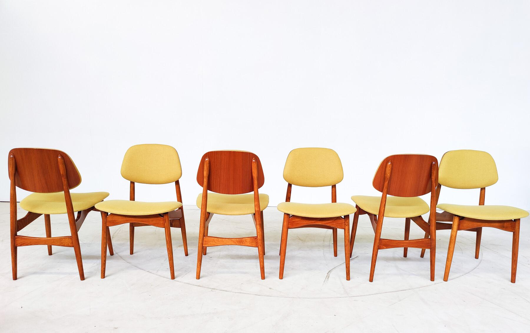 Mid-Century Modern Set of 6 Dining Chairs, Italy, 1960s In Good Condition For Sale In Brussels, BE
