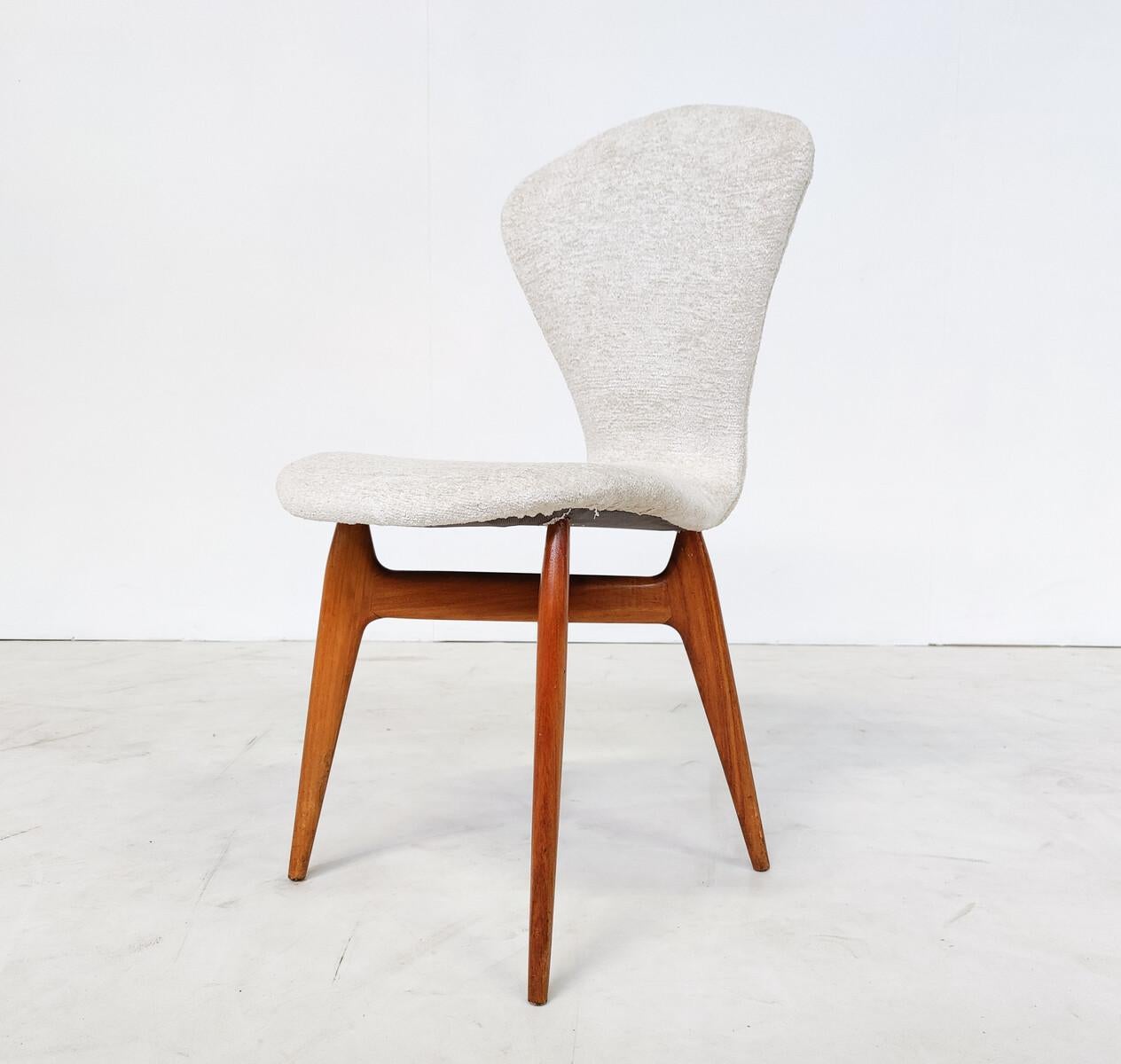 Fabric Mid-Century Modern Set of 6 Dining Chairs, Italy, 1960s