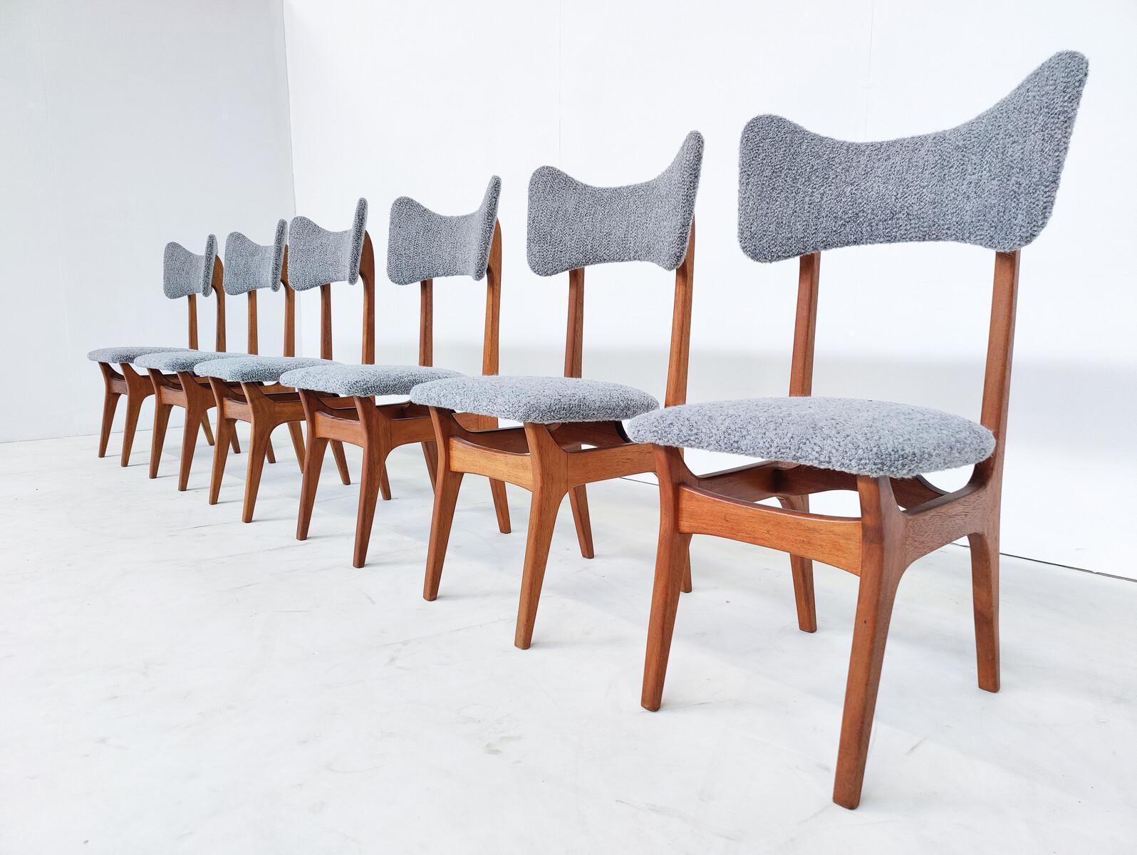 Mid-Century Modern Set of 6 Dining Chairs Model S3 by Alfred Hendrickx, Belgium For Sale 4