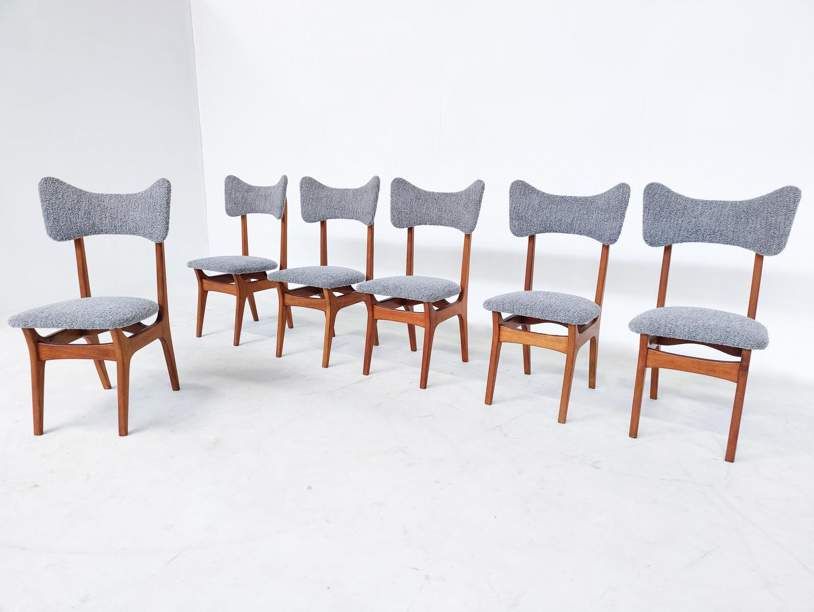 Mid-Century Modern Set of 6 Dining Chairs Model S3 by Alfred Hendrickx, Belgium For Sale 5