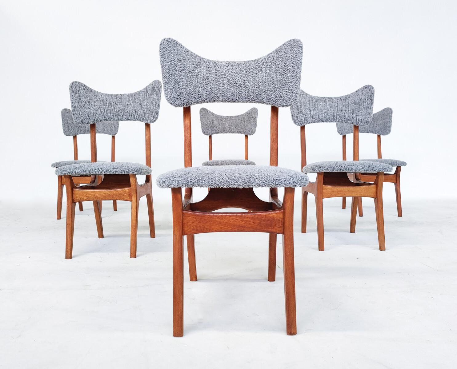 Mid-Century Modern Set of 6 Dining Chairs Model S3 by Alfred Hendrickx, Belgium.