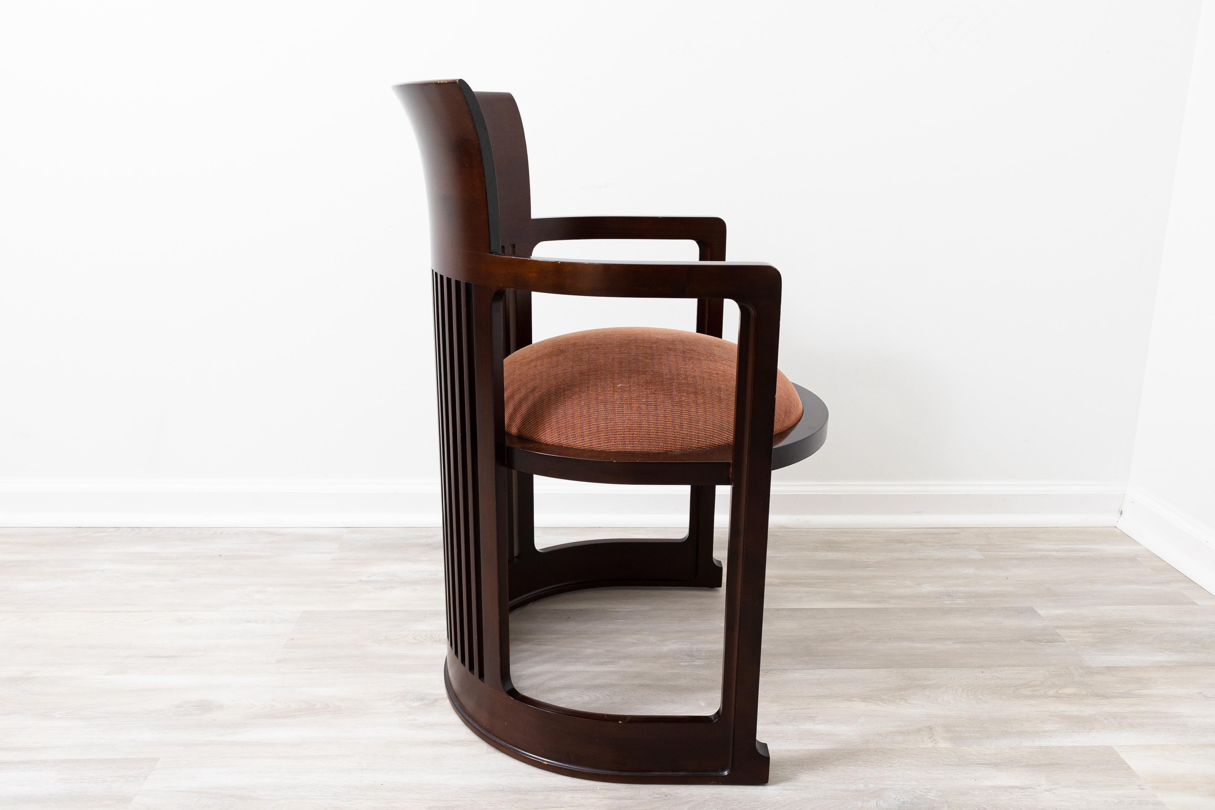 Wood Mid-Century Modern Set of 6 Frank Lloyd Wright Barrel Dining Chair by Cassina