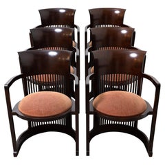Mid-Century Modern Set of 6 Frank Lloyd Wright Barrel Dining Chair by Cassina