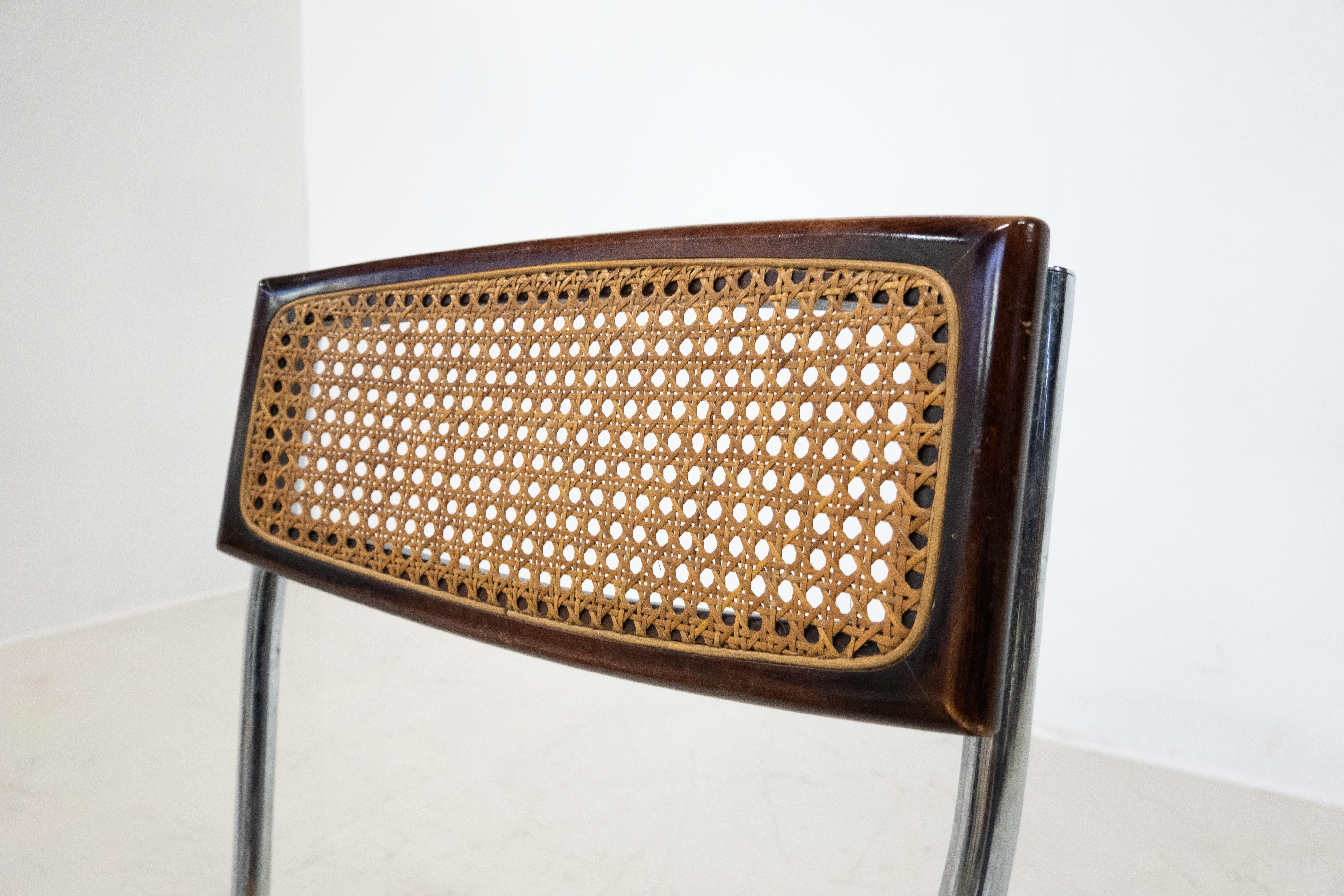 Ensemble de 6 chaises cannées italiennes modernes du milieu du siècle dernier, 1960 en vente 1