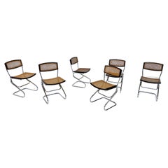 Mid-Century Modern Set of 6 Italian Cane Chairs, 1960s