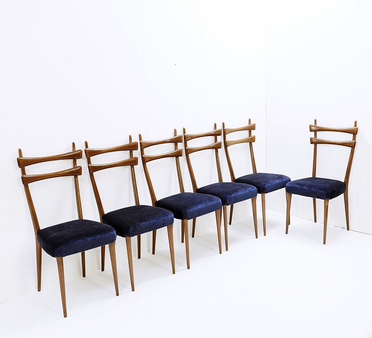 20th Century Mid-Century Modern Set of 6 Italian Dining Chairs For Sale