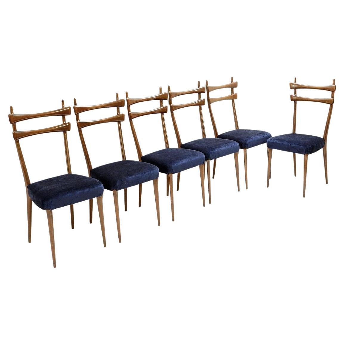 Mid-Century Modern Set of 6 Italian Dining Chairs For Sale