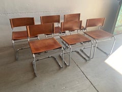 Set di 6 sedie "Terrj" in pelle italiana di Luigi Saccardo, stile metà secolo.