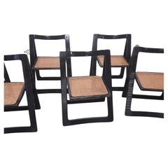 Set aus 6 schwarzen italienischen „Trieste“-Stühlen mit Klappdeckeln, Mid-Century Modern, 1970er Jahre 