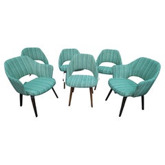 Mid-Century Modern Set of 6 Knoll Executive Chairs with Wood Legs Eero Saarinen