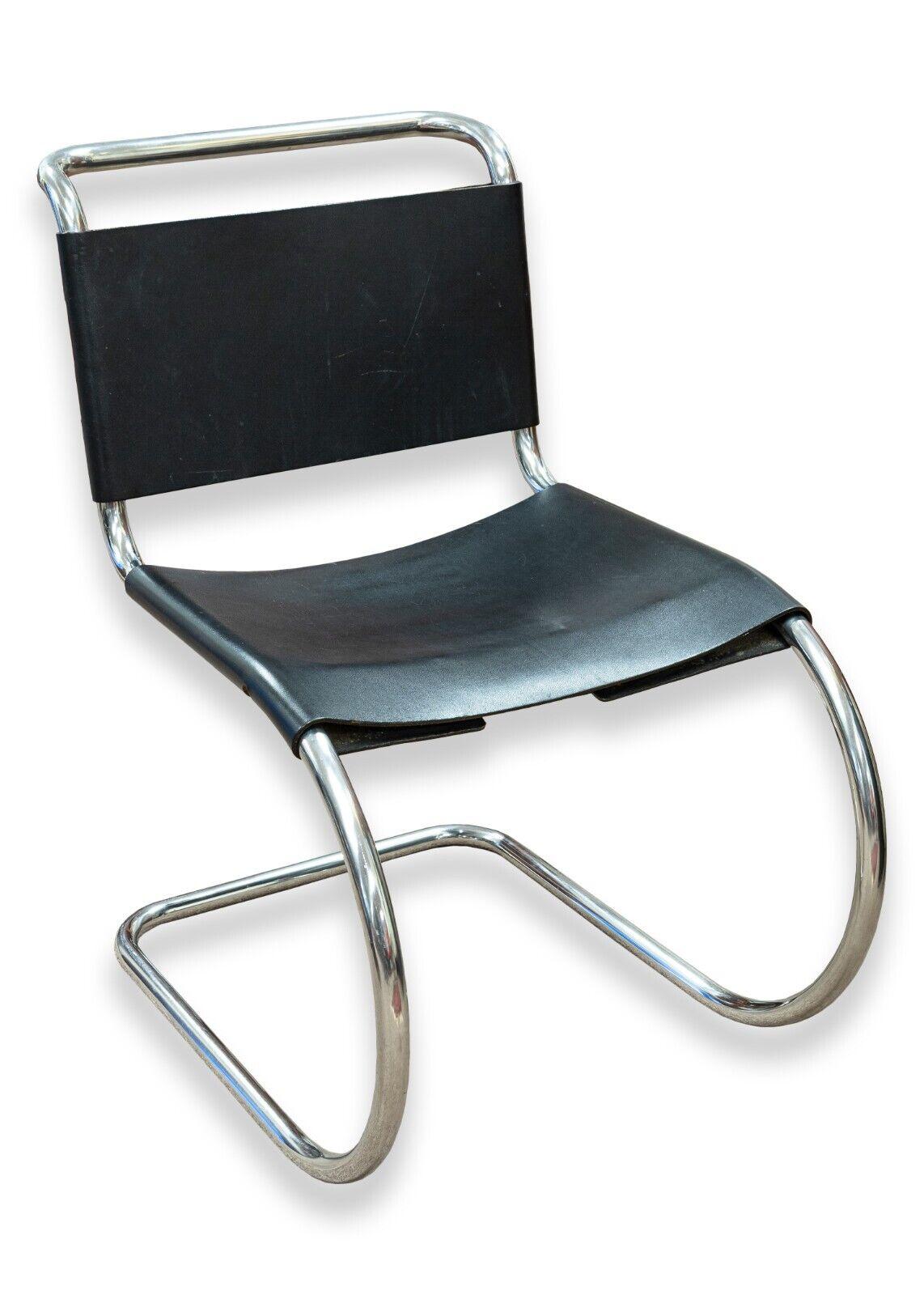 A set of 6 Knoll Marcel Breuer cantilever leather chairs. An iconic set of chairs from Knoll by Marcel Breuer. This set of cantilever chairs feature a chrome metal construction with leather seating and backing. These chairs feature a line of ties on