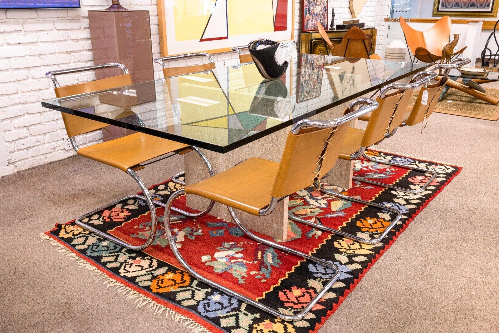 Mid Century Modern Set of 6 Knoll Marcel Breuer Cantilever Leather Chairs B33 1