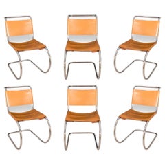 Mid Century Modern Set of 6 Knoll Marcel Breuer Cantilever Leather Chairs B33
