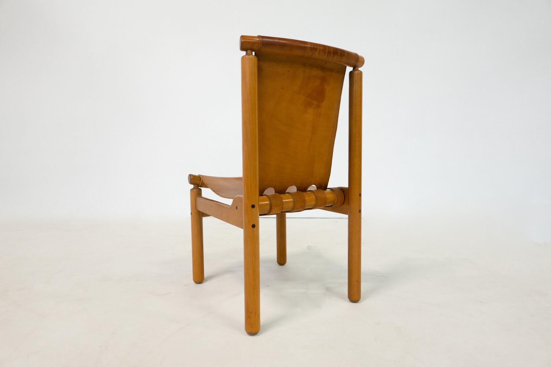 Mid-Century Modern Set of 6 Leather Dining Chairs by Ilmari Tapiovaara for La Pe For Sale 8