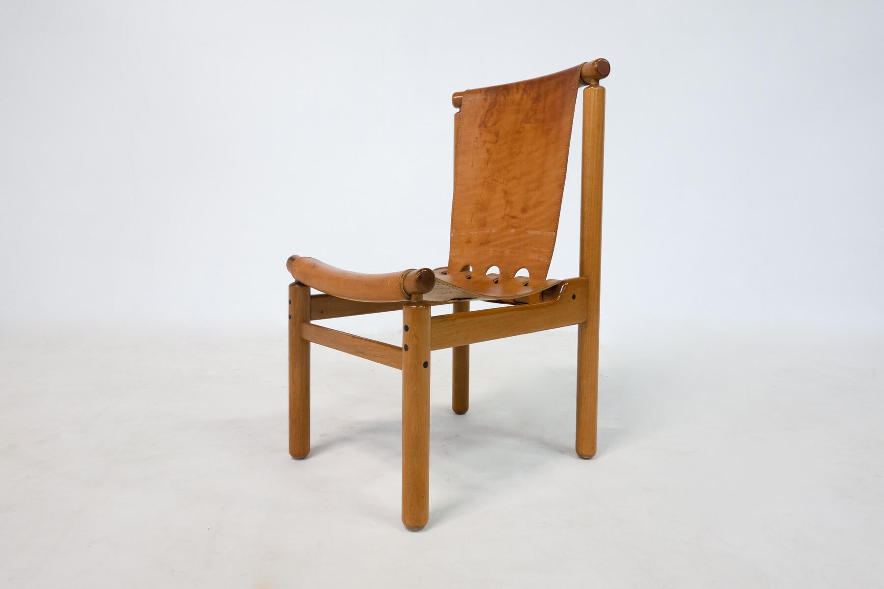 Mid-Century Modern Set of 6 Leather Dining Chairs by Ilmari Tapiovaara for La Pe For Sale 12