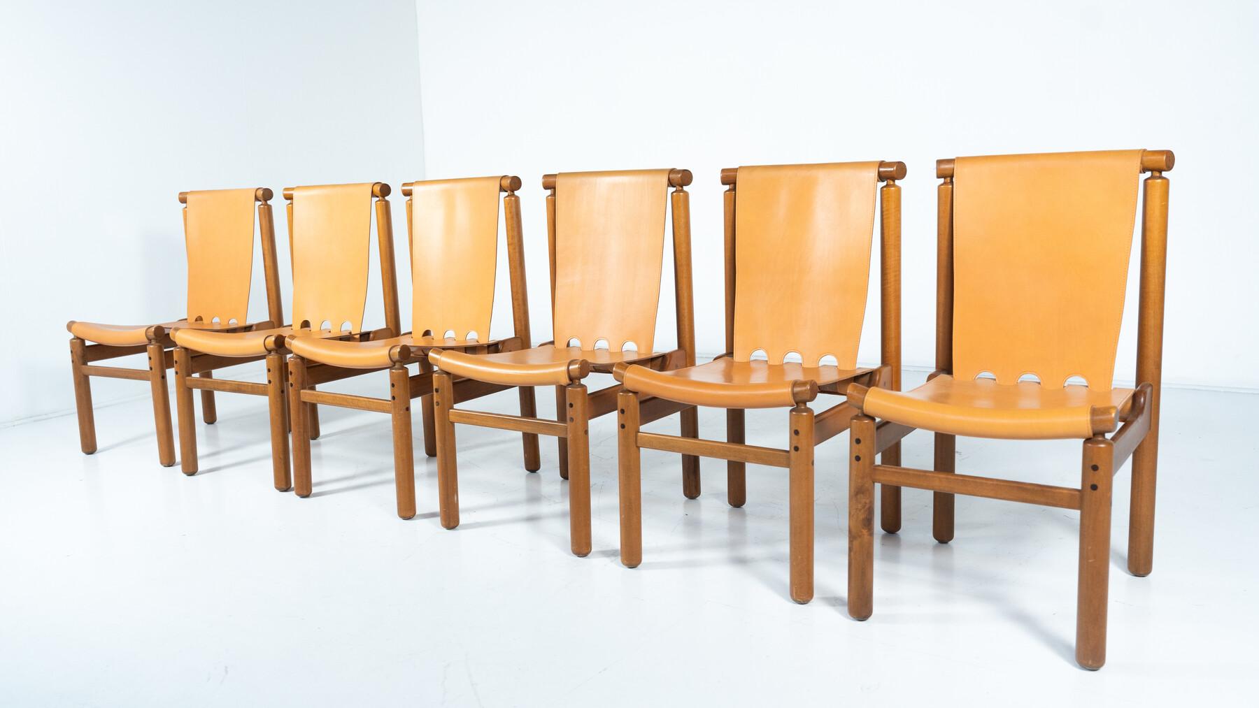 Mid-Century Modern Set of 6 Leather Dining Chairs by Ilmari Tapiovaara en vente 5