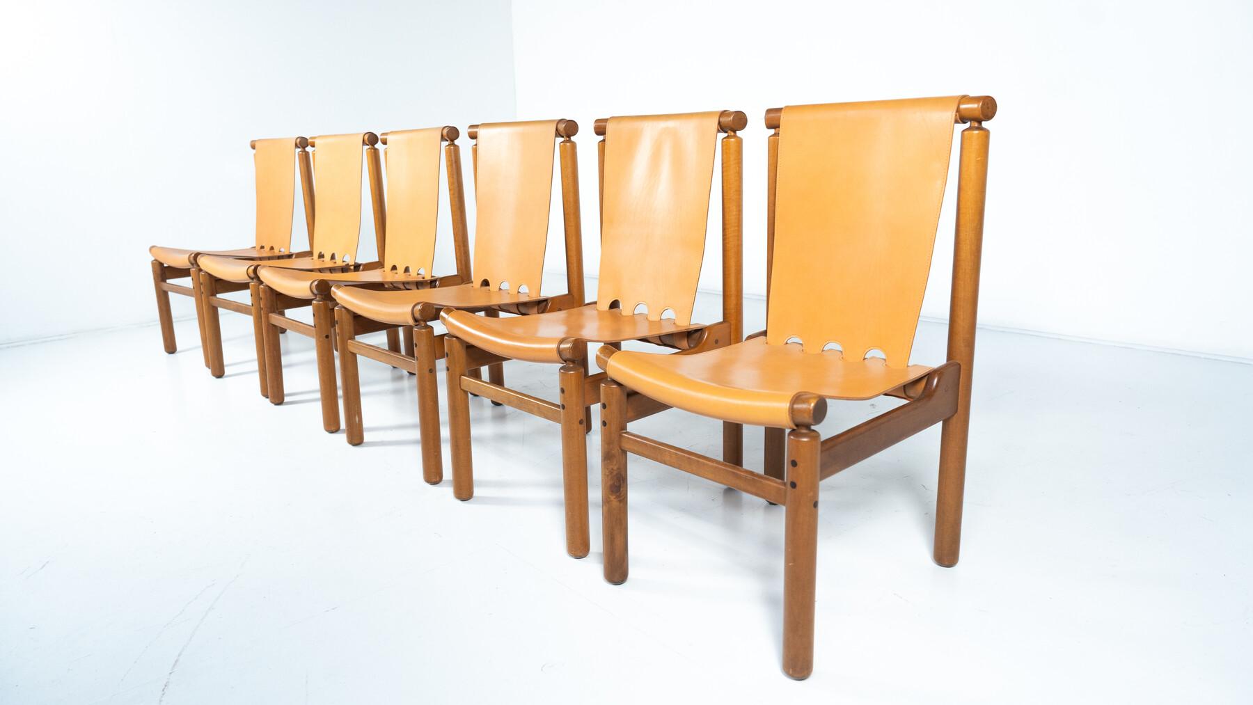 Mid-Century Modern Set of 6 Leather Dining Chairs by Ilmari Tapiovaara en vente 8