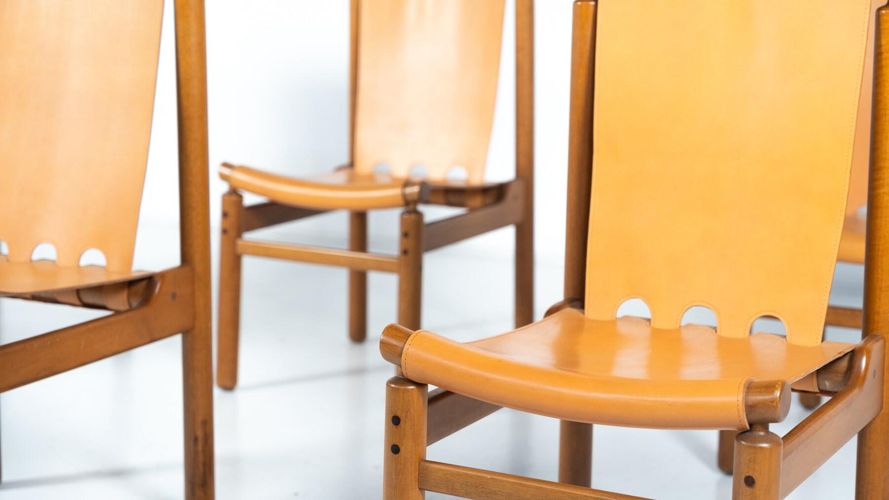 Mid-Century Modern Set of 6 Leather Dining Chairs by Ilmari Tapiovaara en vente 11