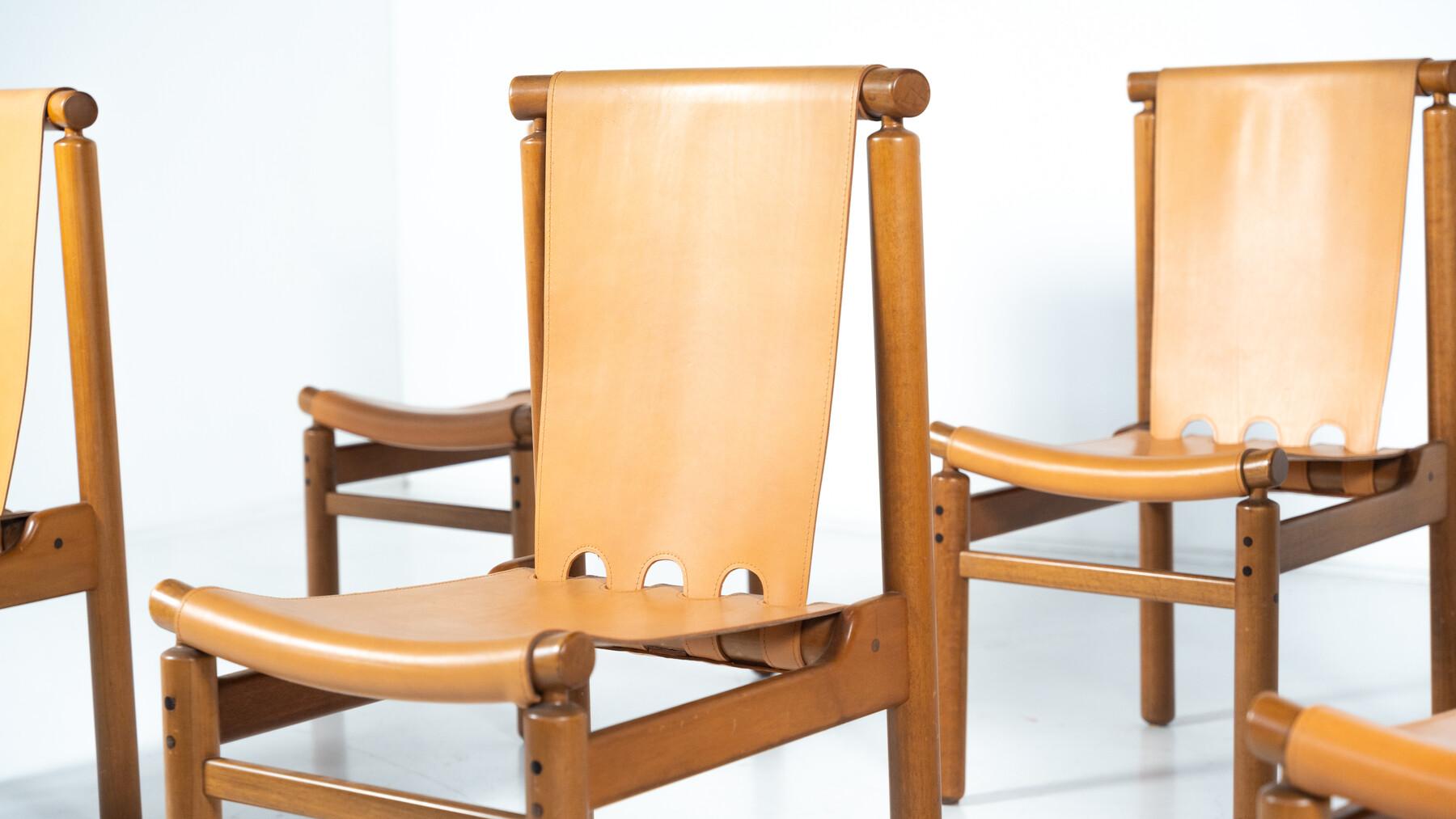 Mid-Century Modern Set of 6 Leather Dining Chairs by Ilmari Tapiovaara en vente 12