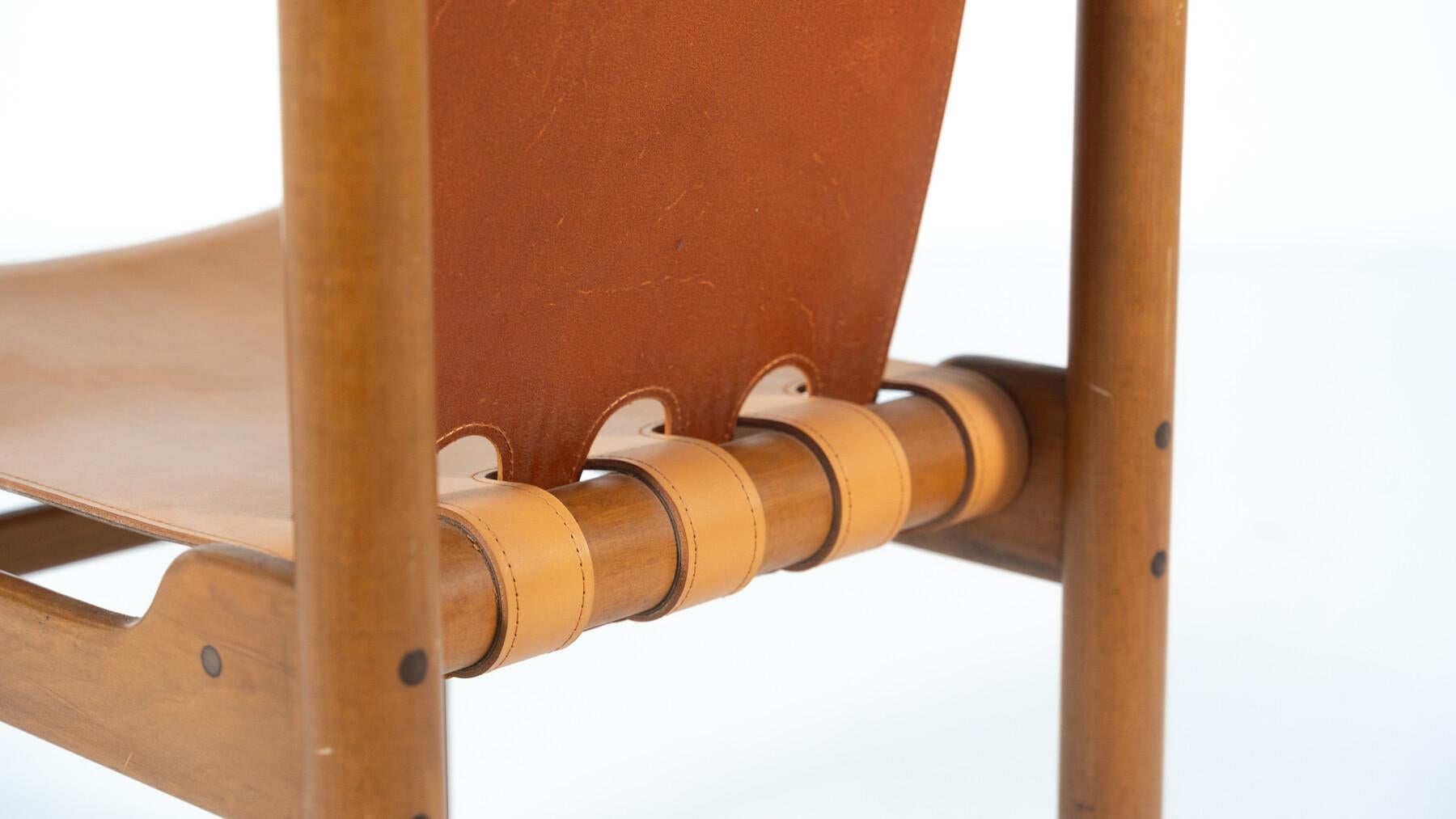 Mid-Century Modern Set of 6 Leather Dining Chairs by Ilmari Tapiovaara Bon état - En vente à Brussels, BE