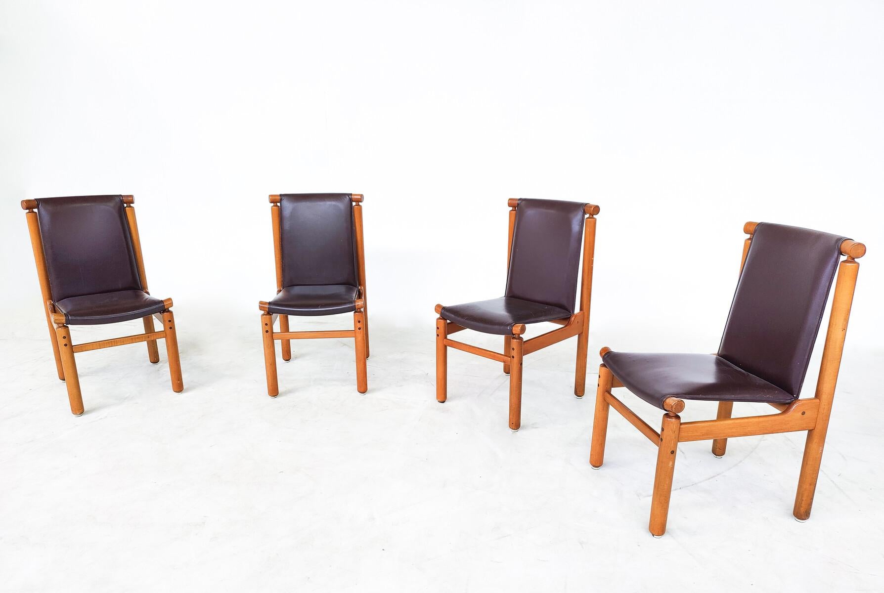 Mid-Century Modern Set of 6 Leather Dining Chairs by Ilmari Tapiovaara For Sale 5