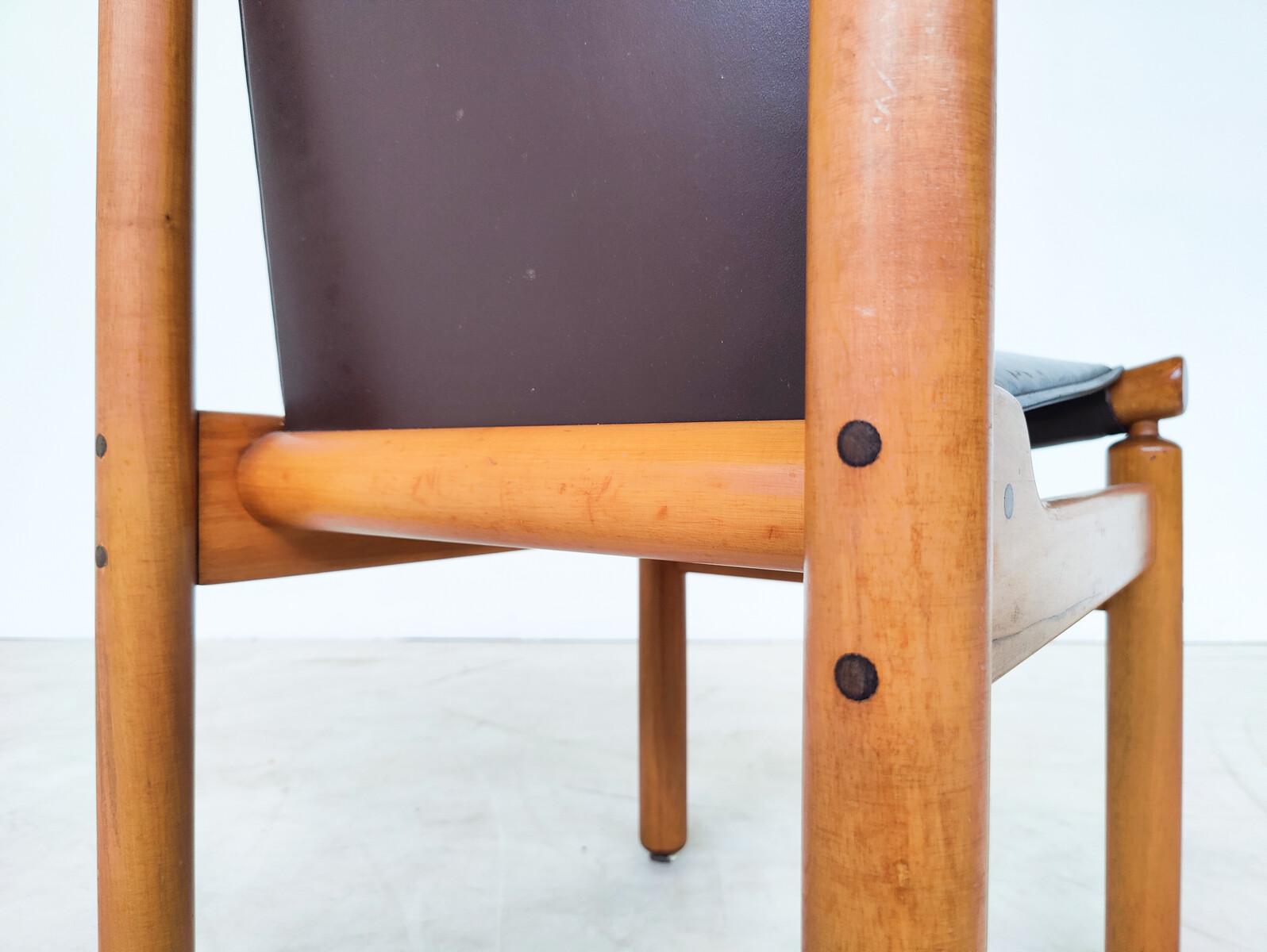 Mid-Century Modern Set of 6 Leather Dining Chairs by Ilmari Tapiovaara For Sale 3