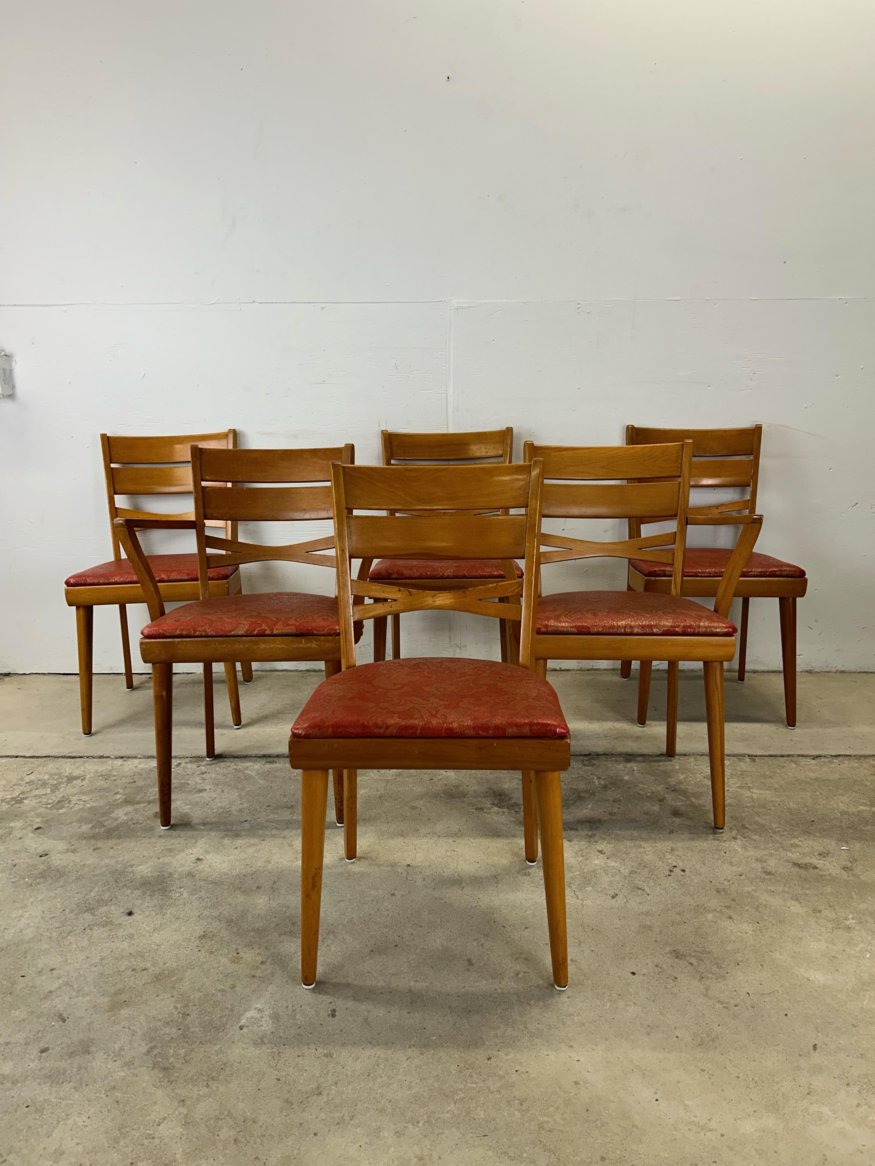 Mid-Century Modern Mid Century Modern Set of 6 Maple Dining Chairs For Sale