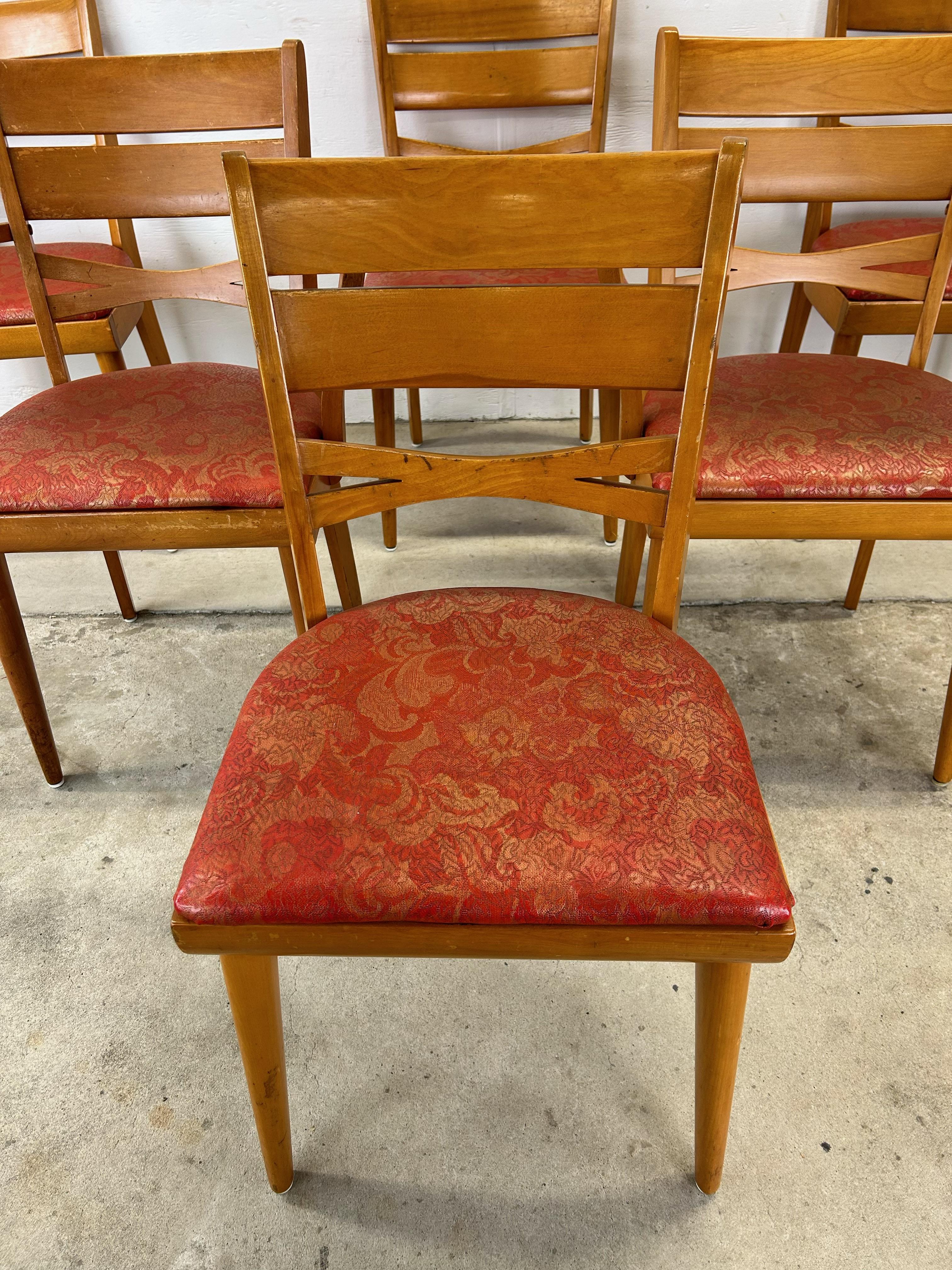 American Mid Century Modern Set of 6 Maple Dining Chairs For Sale