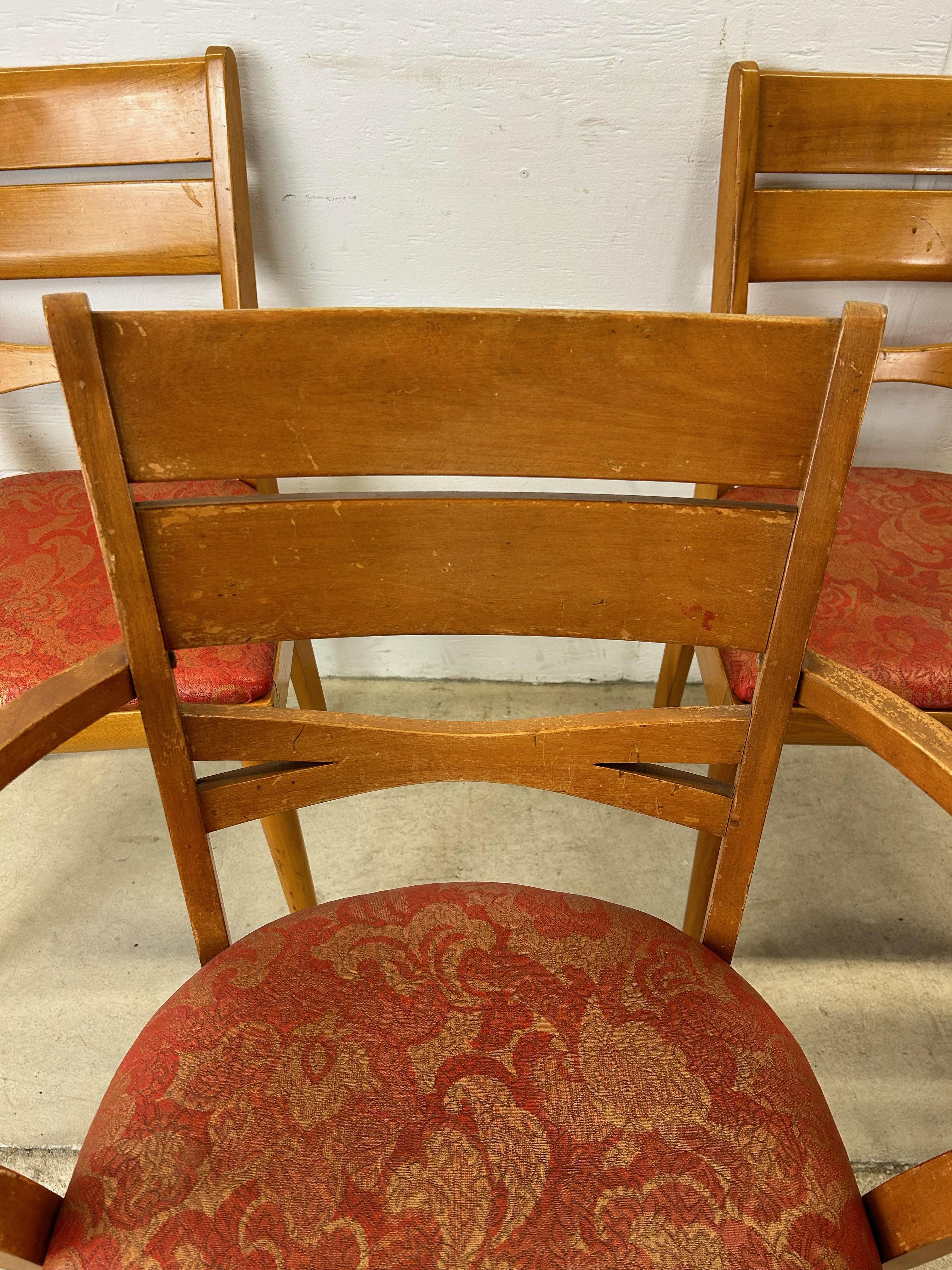 Mid Century Modern Set of 6 Maple Dining Chairs For Sale 1