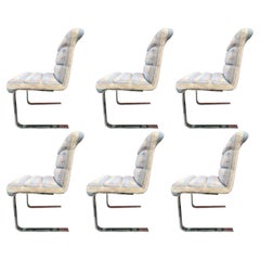 Mid-Century Modern Set of 6 Mariani Pace Collection Cantilevered Dining Chairs